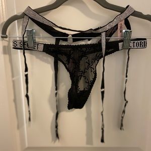 Victoria’s Secret NWT Panty Garter Belt Set Shine Embellished Diamond 2 Pc